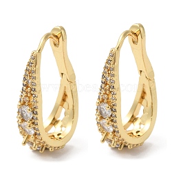 Teardrop Rack Plating Brass Micro Pave Cubic Zirconia Hoop Earrings, Lead Free & Cadmium Free, Real 18K Gold Plated, 24x14x7mm(EJEW-A027-07G)