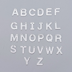 201 Stainless Steel Charms, Alphabet, Letter A~Z, Silver Color Plated, Letter A~Z, 11x5.5~12x0.6~0.7mm, Hole: 1mm, 26pcs/set(X-STAS-L232-007)