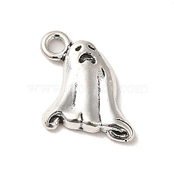 Tibetan Style Alloy Pendants, Cadmium Free & Lead Free, Ghost Charm for Halloween, Antique Silver, 16x13.5x2.5mm, Hole: 2.5mm(X-PALLOY-M217-33AS)