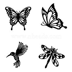 MDF Wood Wall Art Decorations, Home Hanging Ornaments, Butterfly & Dragonfly & Hummingbird, Animal Pattern, 270~300x250~300mm, 4pcs/set(HJEW-WH0049-013)