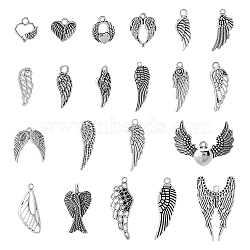 DICOSMETIC 110Pcs 22 Styles Tibetan Style Alloy Pendants, Wing, Antique Silver, 12~48x5~35x1.5~4.5mm, Hole: 1.4~2mm(FIND-DC0005-79)