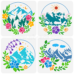 4Pcs 4 Styles Sea Animals Theme PET Hollow Out Drawing Painting Stencils, for DIY Scrapbook, Photo Album, Mountain, 300x300mm, 1pc/style(DIY-WH0394-0206)