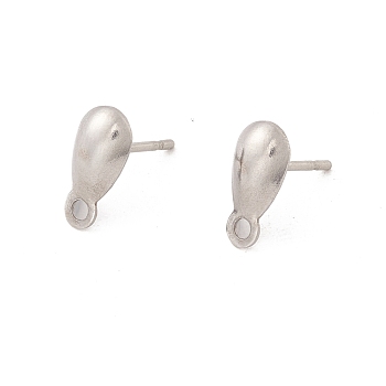 304 Stainless Steel Stud Earring Findings, with Horizontal Loop, Teardrop, Stainless Steel Color, 10x5mm, Hole: 1.2mm, Pin: 0.8mm