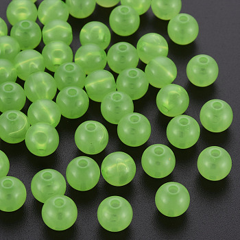 Imitation Jelly Acrylic Beads, Round, Light Green, 8x7.5mm, Hole: 1.8mm, about 1745pcs/500g