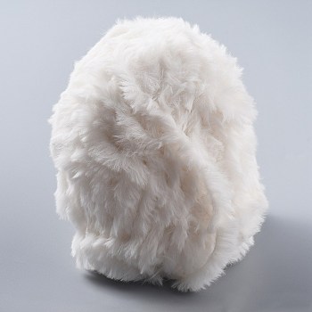 Polyester & Nylon Yarn, Imitation Fur Mink Wool, For Knitting Soft Coat, White, 20x0.5mm