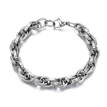 201 Stainless Steel Rope Chain Bracelet for Men Women, Stainless Steel Color, 8-1/8 inch(20.5cm)