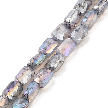 Imitation Jade Glass Beads Strands, AB Color Plated, Faceted, Rectangle, Slate Gray, 7x4.5x3mm, Hole: 1mm, about 70pcs/strand, 19.21''(48.8cm)