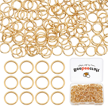 300Pcs 304 Stainless Steel Open Jump Rings, Round Ring, Real 24K Gold Plated, 18 Gauge, 9x1mm, Inner Diameter: 7mm