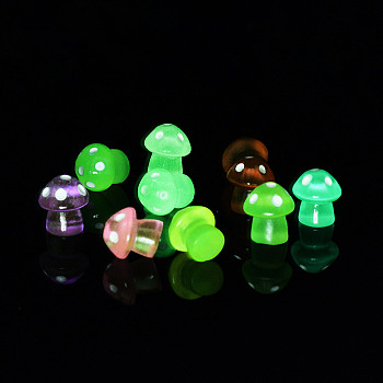 Luminous Resin Display Decorations, Glow in the Dark, Mushrooms, Mixed Color, 12.5x11mm