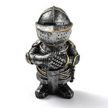 Resin Knight Guard Home Display Decorations, Antique Silver, 74x58x124mm