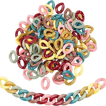 Opaque Acrylic Linking Rings, Quick Link Connectors, For Curb Chains Making, Twist, Mixed Color, 22x16.5x5.5mm, Inner Measure: 12x6mm, 7 colors, 20pcs/color, 140pcs/set