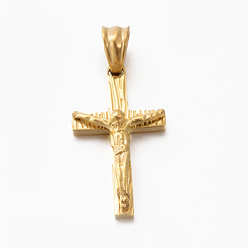 Easter Theme Men's 201 Stainless Steel Crucifix Cross Pendants, Golden, 26x15x5mm, Hole: 5x6mm