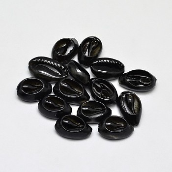 Natural Cowrie Shell Beads, Dyed, Oval, No Hole, Black, 5~20x10~13x5~7mm
