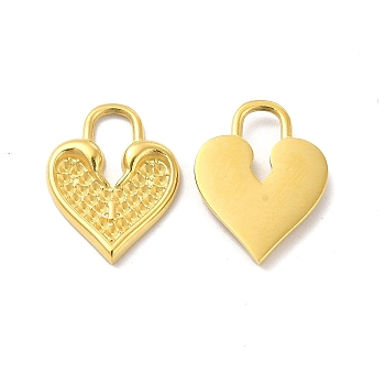 Ion Plating(IP) 304 Stainless Steel Pendant Rhinestone Settings, Heart Lock, Real 14K Gold Plated, Fit For 1mm Rhinestone, 18.5x14x2.3mm, Hole: 4x8mm