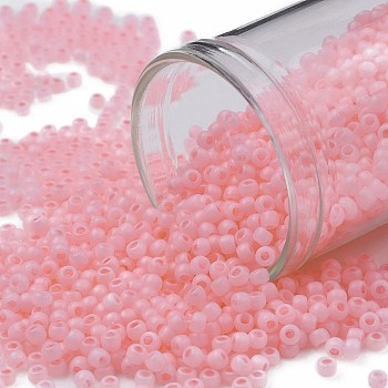 TOHO Round Seed Beads, Japanese Seed Beads, Frosted, (145F) Ceylon Frost Innocent Pink, 11/0, 2.2mm, Hole: 0.8mm, about 1110pcs/10g