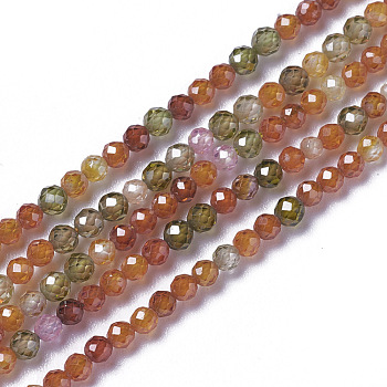 Cubic Zirconia Beads Strands, Faceted, Round, Colorful, 3x2.5~3mm, Hole: 0.3mm, about 114~141pcs/strand, 15.1~16.4 inch(38.4~41.8cm)