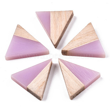Plum Triangle Resin+Wood Cabochons