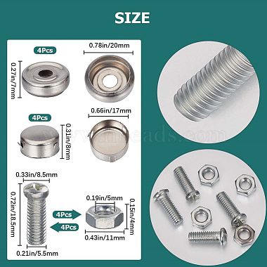 2 Sets 201 Stainless Steel Motor Vehicle License Plate Screws and Caps(FIND-GF0004-68)-2
