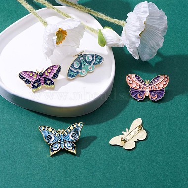 5 pièces 5 épingles en émail papillon phase de lune de style(JBR080A)-5