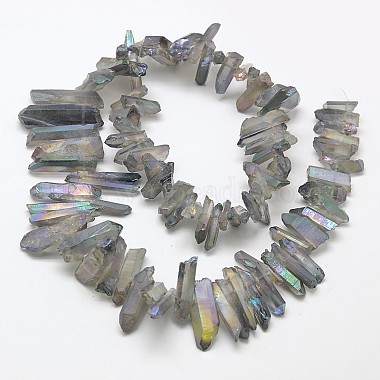 Irregular Strip Electroplated Natural Quartz Beads Strands(G-N0128-51)-2