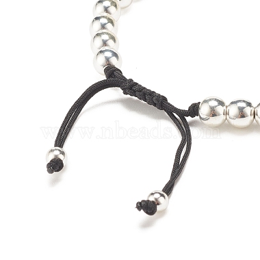 Round Synthetic Hematite Braided Bead Bracelet with Cubic Zirconia(BJEW-JB07860-02)-4