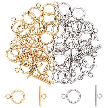 Golden & Stainless Steel Color Ring 304 Stainless Steel Toggle Clasps