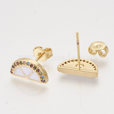 Brass Cubic Zirconia Stud Earrings(EJEW-S201-172C)-2