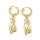 Palm with Horse Eye Real 18K Gold Plated Brass Dangle Hoop Earrings(EJEW-Q797-21G-03)-1