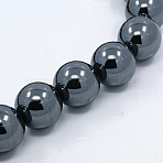 Electroplate Non-magnetic Synthetic Hematite Beads Strands, Round, Black Plated, 16mm, Hole: 1.8~2mm, about 26pcs/strand, 16.1 inch(G-M007-01A-01)
