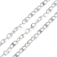 304 Stainless Steel Dapped Oval Link Chains, Soldered, with Spool, Stainless Steel Color, 7x2.5x0.4mm, about 32.81 Feet(10m)/Roll(CHS-G027-01P)