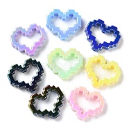 UV Plated Acrylic Beads, Bead Frame, Iridescent, Heart, Mixed Color, 25.5x29.5x7mm, Hole: 3mm(SACR-G034-02)