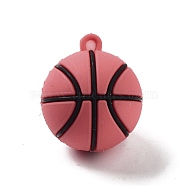 PVC Opaque Plastic Pendants, Basketball, Light Coral, 27x31~32mm, Hole: 3mm(KY-D022-03B)