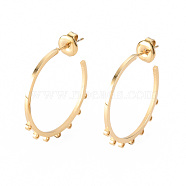 304 Stainless Steel Stud Earring Findings, Ear Wire, with Earring Backs/Ear Nut and Loop, Real 14K Gold Plated, 26x25x1mm, Hole: 1mm, Pin: 0.8mm(STAS-S116-264B-G)