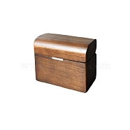 Rectangle Wooden Single Ring Boxes, Magnetic Wood Ring Storage Case with Velvet Inside, for Wedding, Valentine's Day, Camel, 3.1x5.4x4.5cm(PW-WG81623-01)