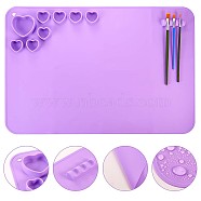 23x15.7 Inch Creative Washable Silicone Craft Mat, Heart Grid Pigment Pallete Pad with Pen Holder, for Painting, Art, Clay & DIY Projects, Rectangle, Purple, 60x40cm(JX372B)
