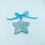 Ocean Series Glass Pendant Decoration, Hanging Ornament, Star, Deep Sky Blue, 80x80mm(PW-WG57625-01)