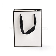 Rectangle Paper Bags, with Handles, for Gift Bags and Shopping Bags, White, 20x15x0.6cm(CARB-F007-01B-01)