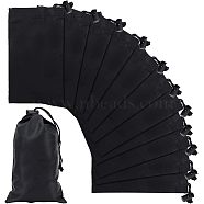 Polyester Bags, with Drawstring Ropes, Rectangle, Black, 20x12x0.02cm(ABAG-WH0035-026B)