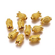 Tibetan Style Alloy Beads, Flower, Golden, 11x6mm, Hole: 1.8mm(PALLOY-E566-17G)