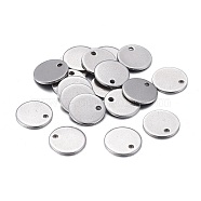 201 Stainless Steel Charms, Stamping Blank Tag, Laser Cut, Flat Round, Stainless Steel Color, 10x0.7mm, Hole: 1.2mm(STAS-F255-043P-10mm)