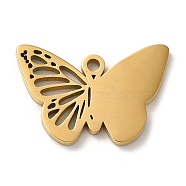 Ion Plating(IP) 304 Stainless Steel Pendants, Laser Cut, Butterfly Charm, Golden, 12x18x1.5mm, Hole: 1.4mm(STAS-K270-04G)