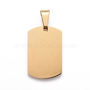 201 Stainless Steel Stamping Blank Tag Pendants, Rectangle, Golden, 28x18x1.5mm, Hole: 5.5x9.5mm(STAS-O044-01-G122)