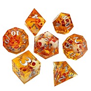 Transparent Acrylic Polyhedral Dice Set, for Playing Tabletop Games, Square, Rhombus, Triangle & Polygon, Gold, 135x80x30mm, 7Pcs/set(PW-WG10132-04)