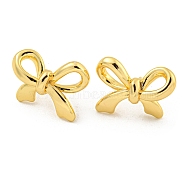 Rack Plating Brass Stud Earrings, Long-Lasting Plated, Lead Free & Cadmium Free, Bowknot, Real 18K Gold Plated, 14x20mm(EJEW-M247-30E-G)