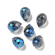 Electroplate Glass Beads, Faceted, Full Rainbow Plated, Teardrop, Steel Blue, 9.5x8mm, Hole: 1.2mm(EGLA-A041-02-FR05)