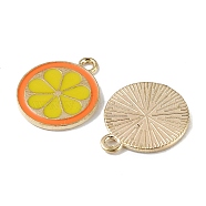 Light Gold Tone Alloy Enamel Pendants, Lemon Slice Charm, Orange, 17.5x15x1.5mm, Hole: 2mm(ENAM-F145-02G-02)