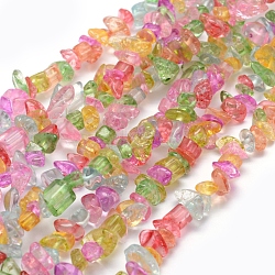 Crackle Glass Beads Strands, Chip, Colorful, 5~8mm, Hole: 1mm, about 33 inch(84cm)(G-P332-26)