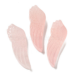 Natural Rose Quartz Pendants, Carved Wing Charms, 56~59x19~22x7~10.5mm, Hole: 1.3mm(G-M417-05F)