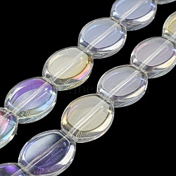 AB Color Plated Electroplate Transparent Glass Beads Strands, Oval, Clear AB, 17x13.5x4.5mm, Hole: 1.2mm, about 37pcs/strand, 24.80 inch(63cm)(EGLA-G037-05A-AB01)