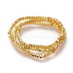 Electroplated Non-magnetic Synthetic Hematite Beads Strands, Long-Lasting Plated, Rondelle, Faceted, Golden Plated, 3x2mm, Hole: 0.6mm, about 183~223pcs/strand, 16.14 inch(41cm)(X-G-M359-03G)